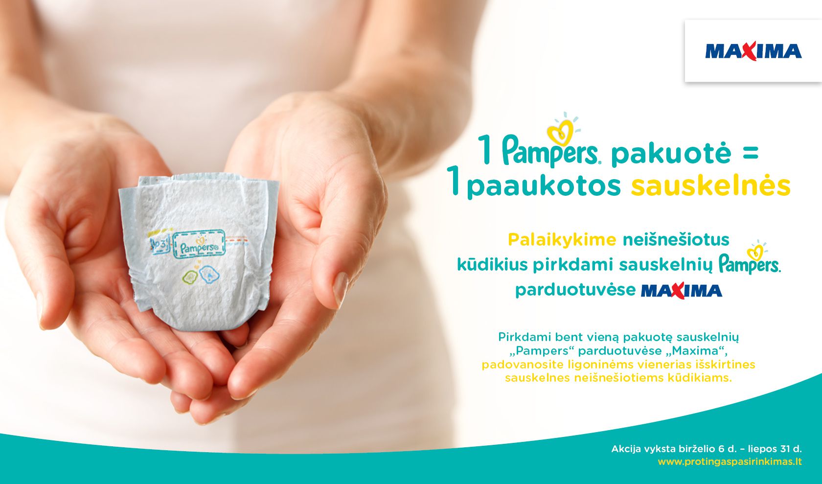 1 Pampers pakuotė - paaukotos sauskelnės!